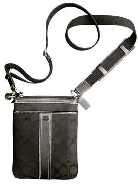 Coach Purse Women’s H05N-6016 Signature Jacquard Crossbody Zipper Closure Black